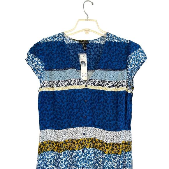 Long Tall Sally Ditsy Print Maxi Dress Size 10 US Tall Blue Short Sleeve NWT - Picture 4 of 8